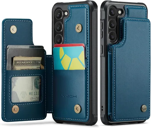 Vista 25 de Vinich Funda tipo cartera para Samsung Galaxy S23 con tarjetero, bloqueo RFID, ranuras de crédito, función atril, a prueba de golpes, para Galaxy