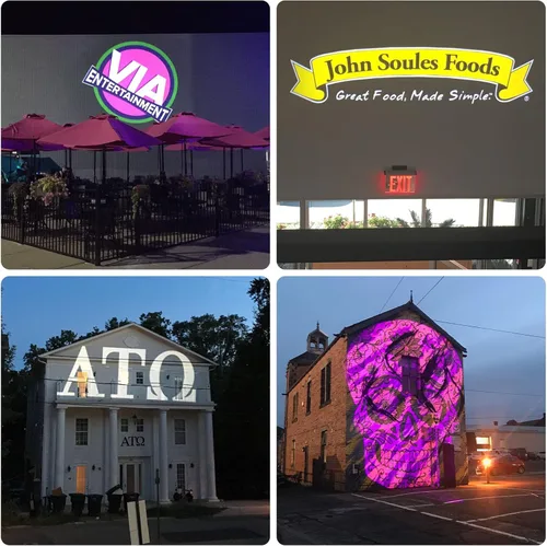 Vista 5 de Proyector GOBO con logotipo de 100 W para negocios, IP65 resistente al agua rotacional con doble sistema de refrigeración para exteriores, luz