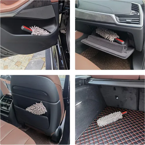 Vista 6 de Amiss Mini plumero de automóvil para salpicadero, plumero de microfibra para limpieza de auto y hogar, accesorios de cepillo para detalles