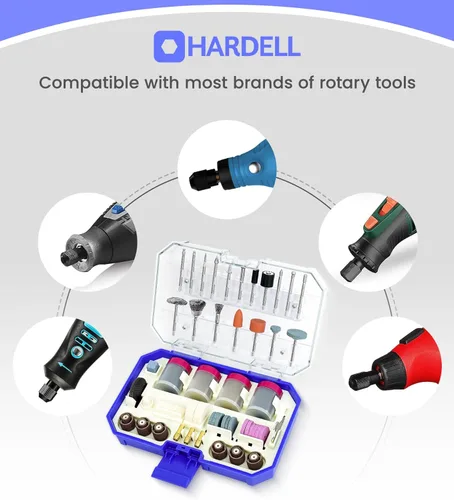 Vista 2 de HARDELL Accesorios para herramientas rotativas, 227 piezas, kit de accesorios de herramientas rotativas eléctricas, vástagos de 1/8 pulgadas