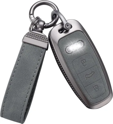 Vista 21 de YO&YOYE Compatible con Audi - Funda para llavero con llavero de cuero, protector de estuche para llaves para Audi A4 Q7 Q5 TT A3 A6 SQ5 R8 S5 Smart