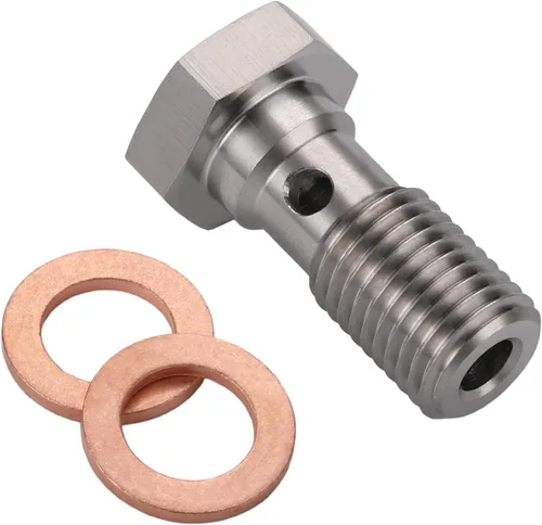 Vista 11 de 3AN 3/8 x 24 UNF Adaptador de Tornillo de Freno de Banjo Único de Acero Inoxidable de 20mm de Largo con Arandelas de Cobre