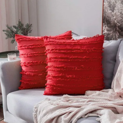 Vista 22 de MIULEE - Juego de 2 fundas de cojín decorativas de lino y estilo bohemio, con patrón jacquard a rayas, para sofá, sillón, sala de estar y Beige