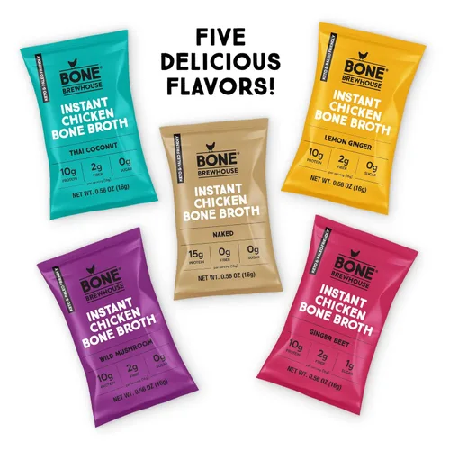Vista 8 de Bone Brewhouse - Polvo de proteína de caldo de hueso de pollo sin sabor - Apto para dieta cetogénica y paleo - Caldo de sopa instantánea - 0.53 oz