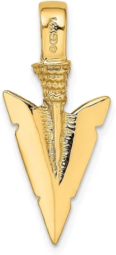 Vista 4 de Colgante de oro amarillo macizo de 14 quilates con diseño de flecha en 3D, 1.260in x 0.472in