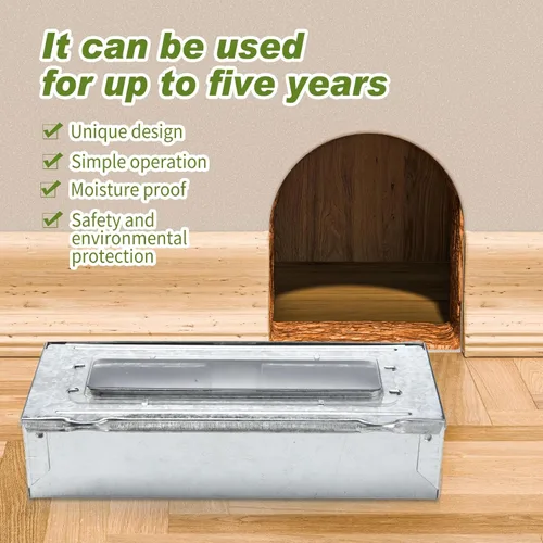 Vista 4 de Qualirey Paquete de 4 trampas para ratones de captura múltiple, parte superior transparente, humanizada, para interiores y exteriores, control