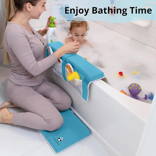 Vista 2 de Juego de 2 almohadillas de baño para rodillas y coderas, juego de 2 alfombrillas de baño para bebé, almohadilla antideslizante para rodillas