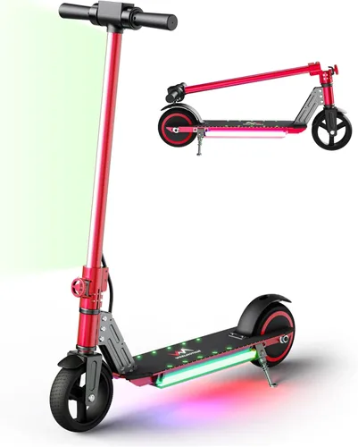 Vista 8 de Classic Foldable Electric Scooter for Kids, Bright Front Lights, Shining Pedal Lights, LED Display, Dual Brakes 150W Motor Kids Electric Scooter