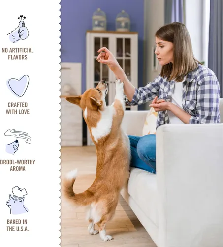 Vista 4 de Three Dog Bakery Itty Bitty Bones - Golosinas de mantequilla de maní para perros, 32 onzas, huesos crujientes para golosinas de entrenamiento