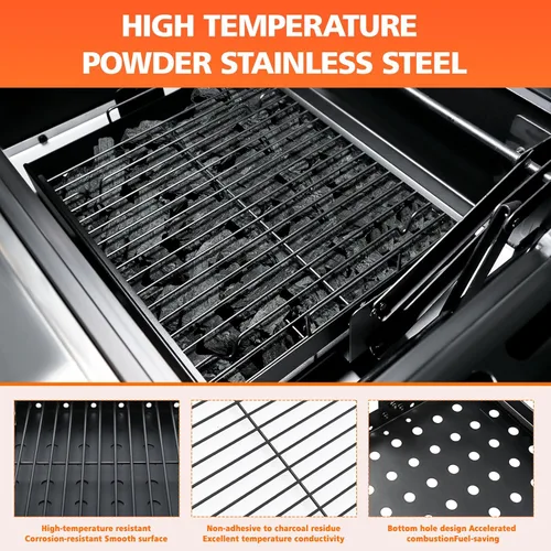 Vista 4 de Uniflasy Bandeja de carbón elástica de 15 a 28 pulgadas para piezas de parrilla Expert 24, Pit Boss Memphis I, Chargriller PS9900 2190 6500 6800