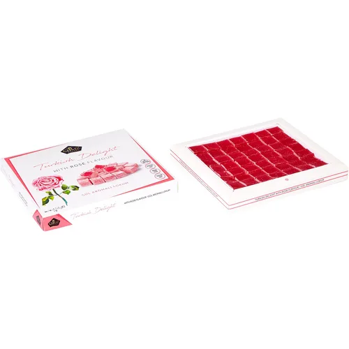 Vista 3 de Caja de regalo de bocadillos gourmet de tamaño mediano con sabor a rosa de 16 onzas, sin nueces, dulce, de lujo, tradicional, vegano, suave, postre