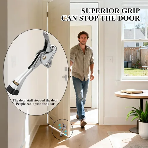 Vista 2 de GroTheory Paquete de 3 topes de puerta, topes de puerta abatibles de 4 pulgadas, topes de puerta resistentes para la parte inferior de la puerta