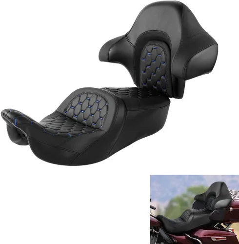 Vista 23 de C.C. RIDER Black Diamond Sissy Bar - Almohadilla de respaldo envolvente King Chopped Trunk compatible con Harley Touring Tour Trunk Road King FLHR