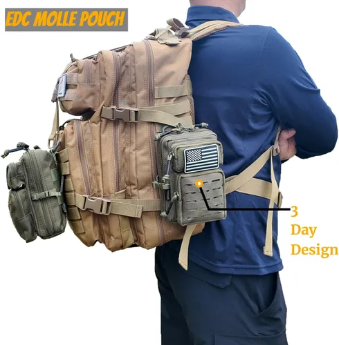 Vista 7 de Lote de 2 fundas tácticas Molle de utilidad, funda de cinturón mini EDC, fundas tácticas para teléfono al aire libre, funda de herramientas