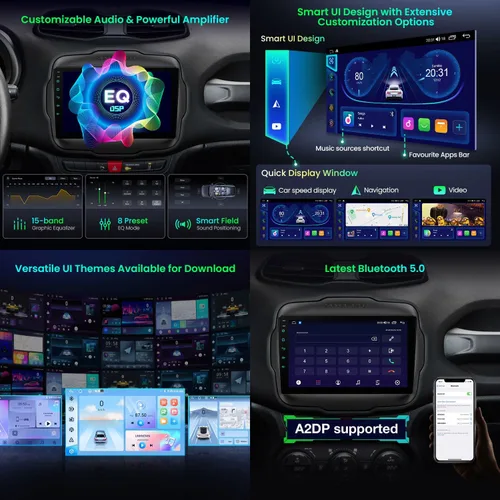 Vista 5 de XTRONS Estéreo de coche Android de 9 pulgadas para Jeep Renegade 2015-2020