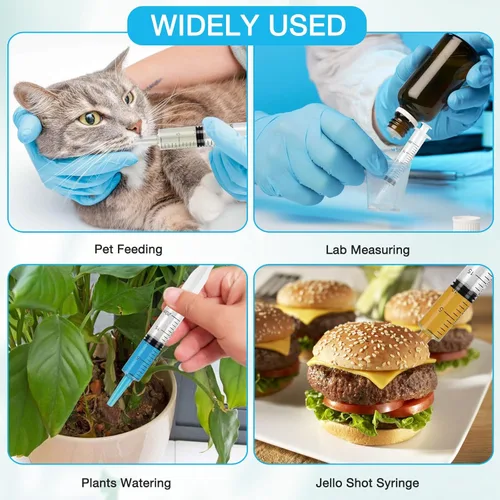 Vista 3 de Paquete de 3 jeringas de 0.7 fl oz con tapa, jeringas de plástico empaquetadas individualmente para laboratorios, medición de líquidos, alimentación