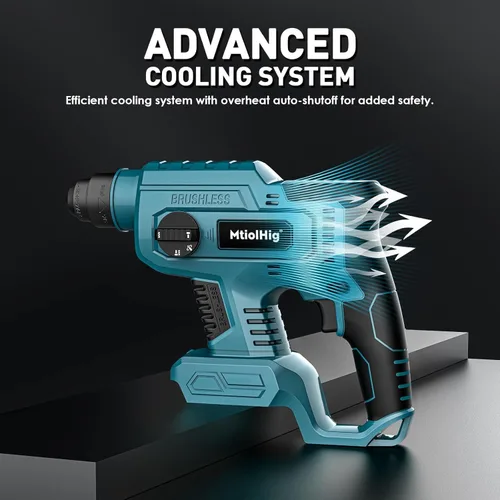 Vista 3 de MtiolHig taladro de martillo giratorio de 7/8" compatible con batería Makita de 18V: taladro inalámbrico SDS-Plus con embrague de seguridad