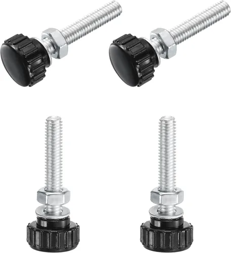 Vista 72 de Uxcell - 4 juegos de pomos moleteados con tornillos de pulgar, tuercas y arandelas, rosca macho métrica M3 x 30 mm, 14 mm de plástico, cabeza de 304
