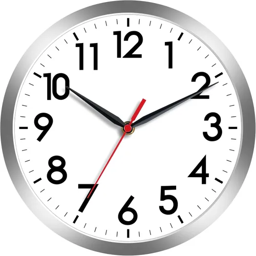 Vista 35 de AKCISOT Reloj de pared para baño de 10 pulgadas, relojes de pared analógicos pequeños que funcionan con pilas, silenciosos y sin tictac