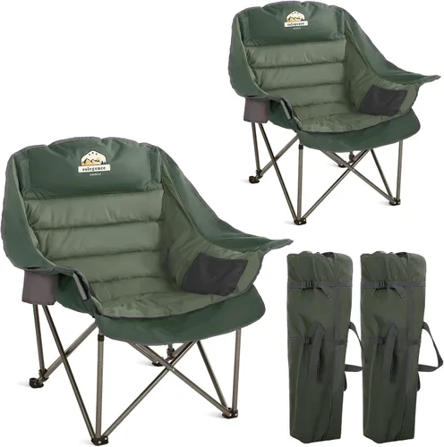 Vista 13 de Colegence Juego de 2 Sillas de Camping Acolchadas XL de Gran Tamaño, Sillas de Césped Anchas de Servicio Pesado, Soportan 450 LBS, Silla de Camping