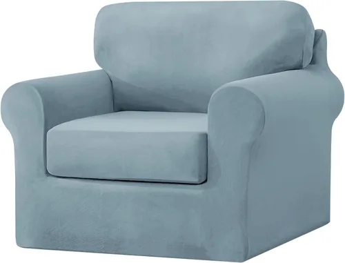 Vista 18 de UNBBRRL Fundas de sofá de 3 piezas para sofá, funda de terciopelo elástico para sillón con 1 funda de cojín de asiento y 1 funda de respaldo
