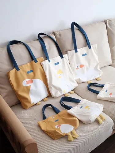 Vista 4 de AWXZOM Linda Bolsa de Lona - Bolsa Gráfica para Almuerzo y Comestibles