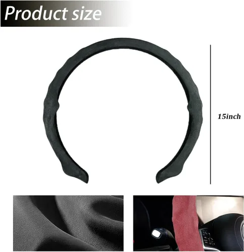 Vista 2 de Funda para volante de automóvil, de piel de napa perforada, protector de volante de 15 pulgadas, antideslizante, accesorios de protección