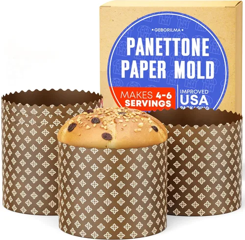 Vista 16 de Molde de papel panettone premium pequeño - Molde de panettone de 5 pulgadas 500 g - 15 oz Taza desechable para hornear para pastel y pan - Moldes