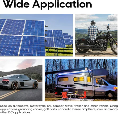 Vista 6 de TOPDC 2 AWG Cable de Batería Juego de Cables de Inversor de Batería de 2AWG 12 Pulgadas, Todo Conductor de Cobre con Terminales de Anillo de 3/8