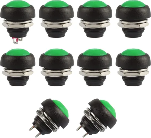Vista 13 de Ampper Mini interruptores momentáneos de botón, 2 pines de encendido y apagado 1A, 250 V, CA, 0.276 in, redondo, SPST, interruptor de botón Negro