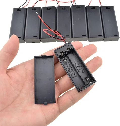 Vista 20 de HAHIYO Paquete de soporte de batería AA de 1.5 V con cubierta resistente de alambre, resortes flexibles, interruptor integrado, baterías, caja