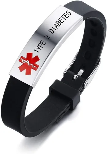 Vista 21 de Pulsera de identificación de alerta médica personalizada HEABY con grabado personalizado, pulsera de silicona ajustable, regalo personalizado
