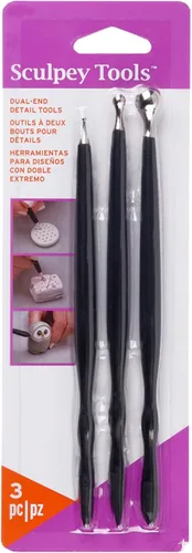 Sculpey Herramientas: Herramientas de detalle de doble extremo - Juego de 3 piezas - Herramientas de escultura para múltiples tipos de arcilla,