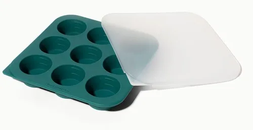 Vista 8 de Bandeja de silicona de 2 cucharadas Anyday para congelador con tapa de silicona para comida de bebé, salsas, ajo, hierbas Moldes de congelador