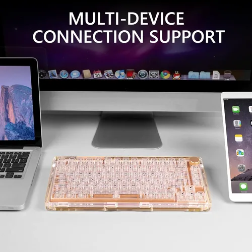 Vista 3 de KiiBoom Phantom 81 - Teclado mecánico montado en junta intercambiable en caliente al 75%, BT5.02.4GHzUSB-C, teclado inalámbrico para juegos NKRO