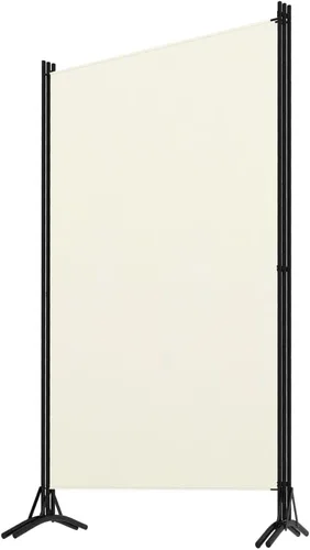 Vista 120 de vidaXL Divisor de habitación de 5 paneles en color blanco, ideal para dormitorio, sala de estar, apartamento de estudio, hecho de material de tela