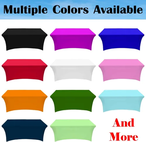 Vista 3 de Backquik Mantel personalizado con logotipo de negocios, mantel de elastano elástico personalizado de 4 pies, fundas de mesa personalizadas con texto