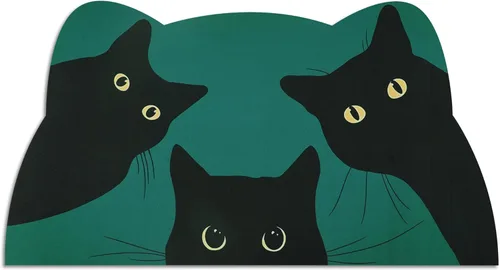Vista 9 de Tapete de comida para gatos, tapete de alimentación de mascotas para piso, antideslizante, impermeable, súper absorbente, fácil de limpiar, azul