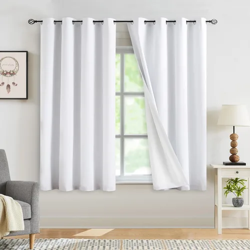 Vista 9 de Jubilantex Cortinas opacas 100% con revestimiento de lino, paneles de cortina texturizados de lino gris, 84 pulgadas de largo para dormitorio, sala