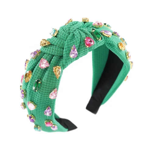 Vista 43 de Diadema anudada de perlas para mujer, diadema con brillantes diamantes de imitación, adornada con cristales, diadema ancha con nudo, accesorio