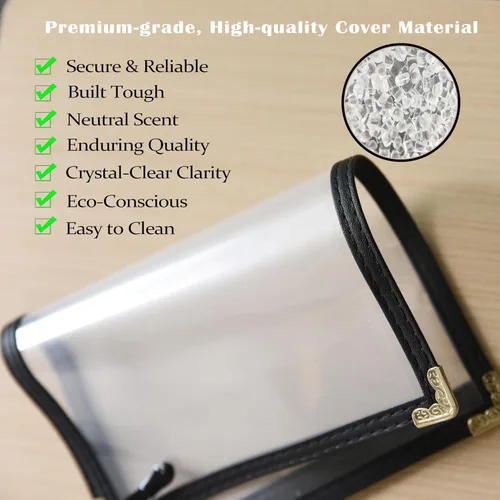 Vista 6 de Fundas para menú, paquete de 25 unidades, 5.5 x 8.5 pulgadas, soportes de menú de vinilo negro Fundas transparentes impermeables de 2 vistas