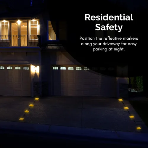 Vista 5 de Paquete de 10 marcadores reflectantes comerciales para pavimento de carretera, marcador reflectante para calzada (amarillo)
