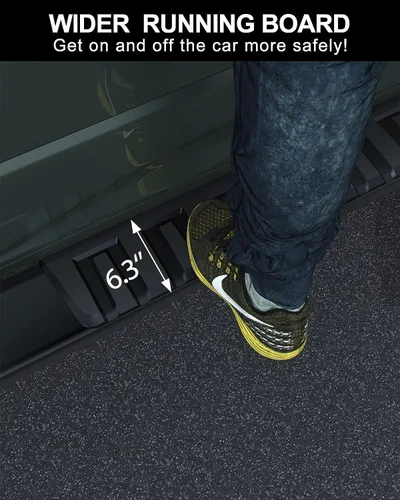 Vista 4 de Estribos de 6.3 pulgadas compatibles con Chevy Silverado 2007-2018/GMC Sierra 1500, 2007-2019 2500HD 3500HD Crew Cab