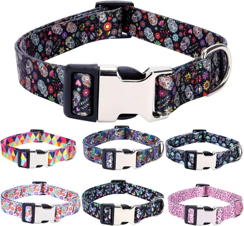 Vista 8 de Weimostar Collar suave para perro con bonito patrón floral y hebilla ajustable, duradero y elegante, collar para cachorros para mascotas pequeñas