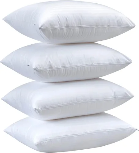 Vista 4 de Kingnex 4 unidades de protectores de almohada impermeables a prueba de plumas con cremallera en el lado largo, tamaño king. Juego de 4 fundas