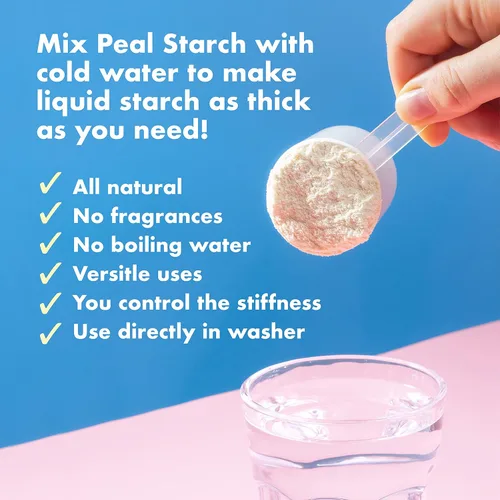 Vista 6 de Concentrado de almidón líquido - Bolsa Peal Starch de 12 onzas - Polvo de mezcla instantánea (1) Perfecto para rociar almidón, planchar, acolchar