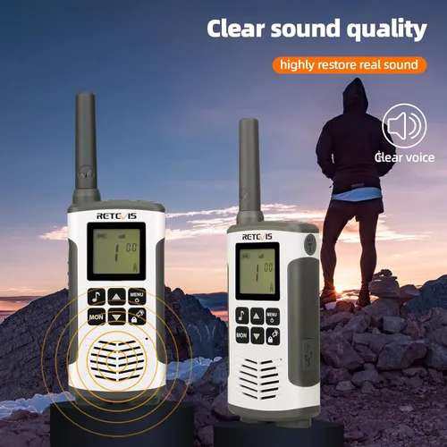 Vista 5 de Retevis Walkie Talkies RT45 para adultos, Walkie Talkie de largo alcance, radios FRS recargables con batería, linterna NOAA SOS, para camping