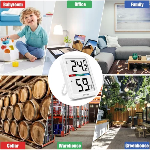 Vista 7 de Vaikby Higrómetro de precisión: medidor de humedad interior y termómetro de habitación con medidor de temperatura, monitor digital para comodidad