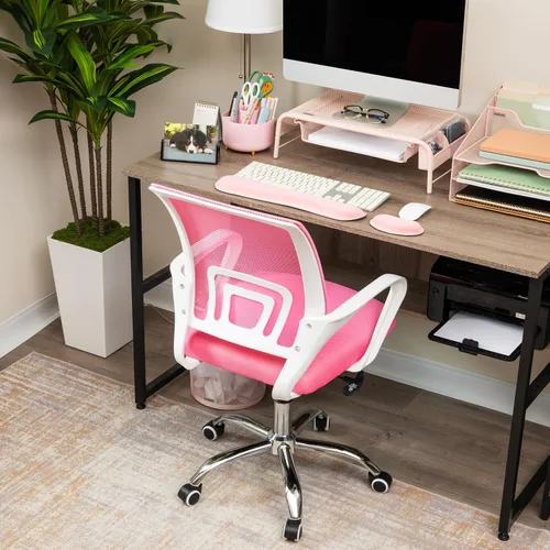 Vista 2 de Mind Reader Silla de oficina con ruedas, rosa