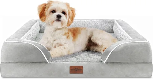 Vista 120 de Comfort Expression Cama ortopédica para perros extra grandes de 45 x 35 pulgadas, cama para mascotas XL de espuma tipo caja de huevos impermeable